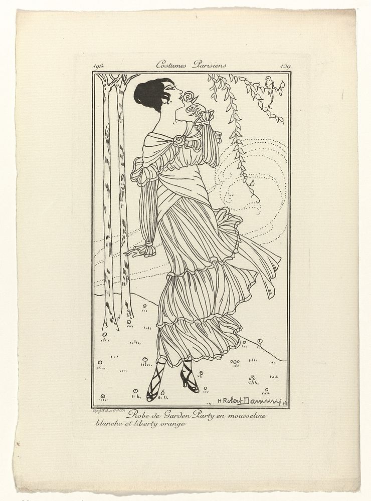 Journal des Dames et des Modes, Costumes Parisiens, 1914, No. 159 : Robe de Garden Party (...) (1914) by H Robert Dammy and…
