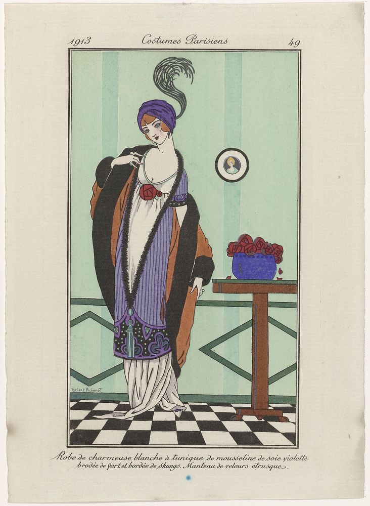 Journal des Dames et des Modes, Costumes Parisiens, 1913, No. 49 : Robe de charmeuse blanch (...) (1913) by Robert Pichenot…
