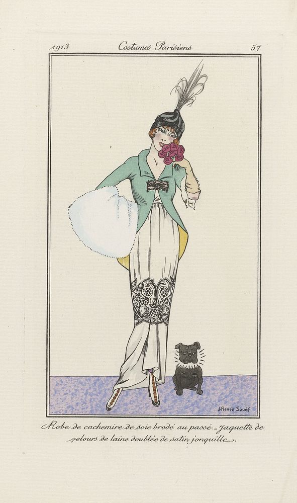 Journal des Dames et des Modes, Costumes Parisiens, 1913, No. 57 : Robe de cachemir (...) (1913) by J Renée Souef and…