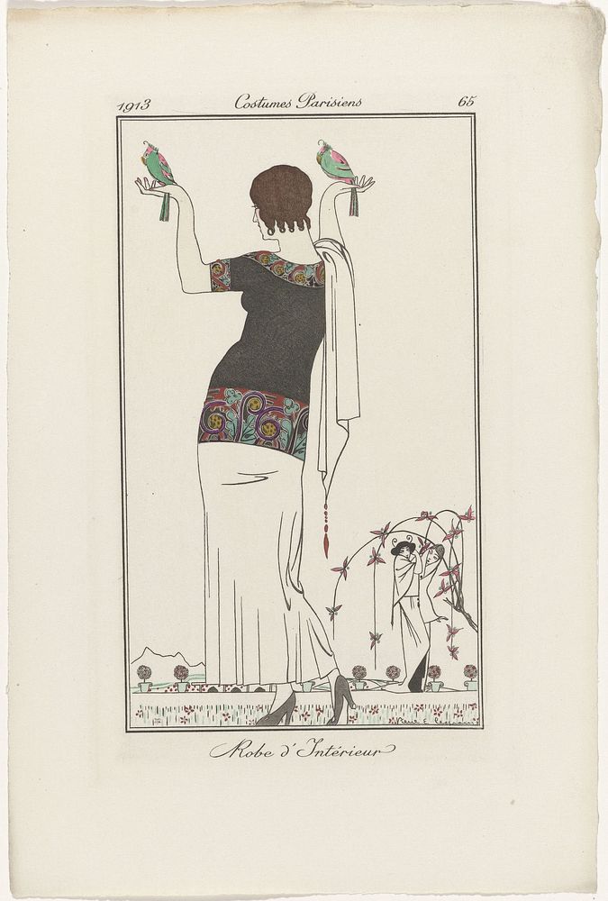 Journal des Dames et des Modes, Costumes Parisiens, 1913, No. 65 : Robe d'Intérieur (1913) by anonymous
