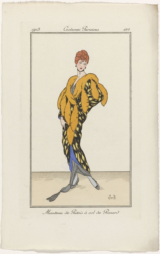 Journal des Dames et des Modes, Costumes Parisiens, 1913, No. 124 : Manteau de Putois (...) (1913) by Jan van Brock and…