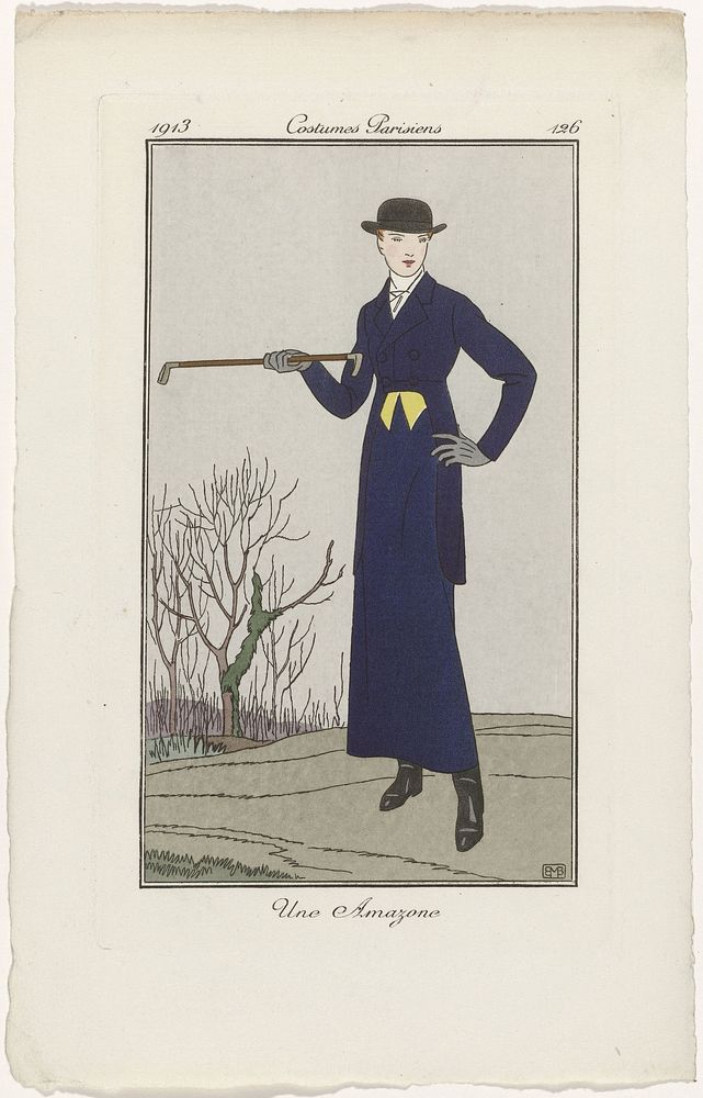 Journal des Dames et des Modes, Costumes Parisiens, 1913, No. 126 : Une Amazone (1913) by Monogrammist BMB and anonymous