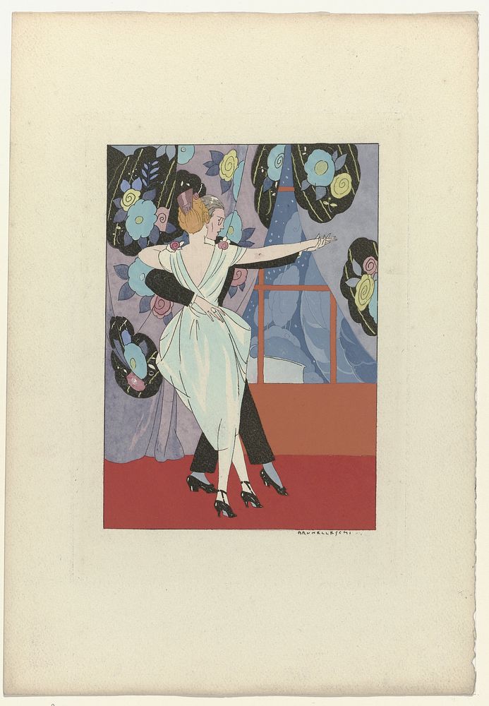 La Guirlande, Album Mensuel d'Art et de literature, 1919-1920 : dansend paar (1919 - 1920) by Umberto Brunelleschi…
