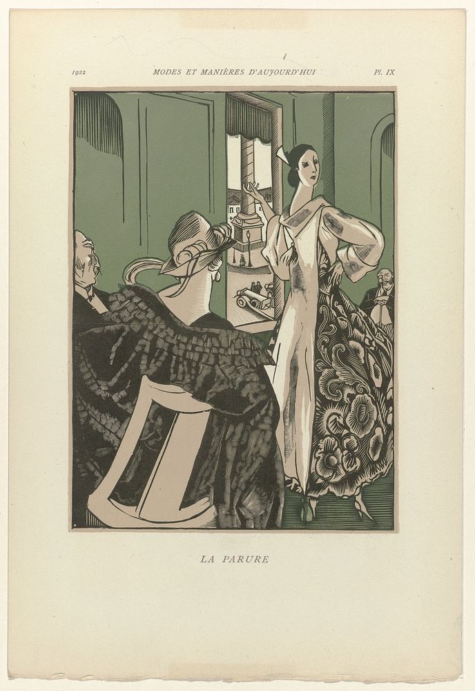Modes et Manières d'Aujourd'hui, 1922, Pl. 9 : La Parure (1923) by Fernand Siméon and anonymous