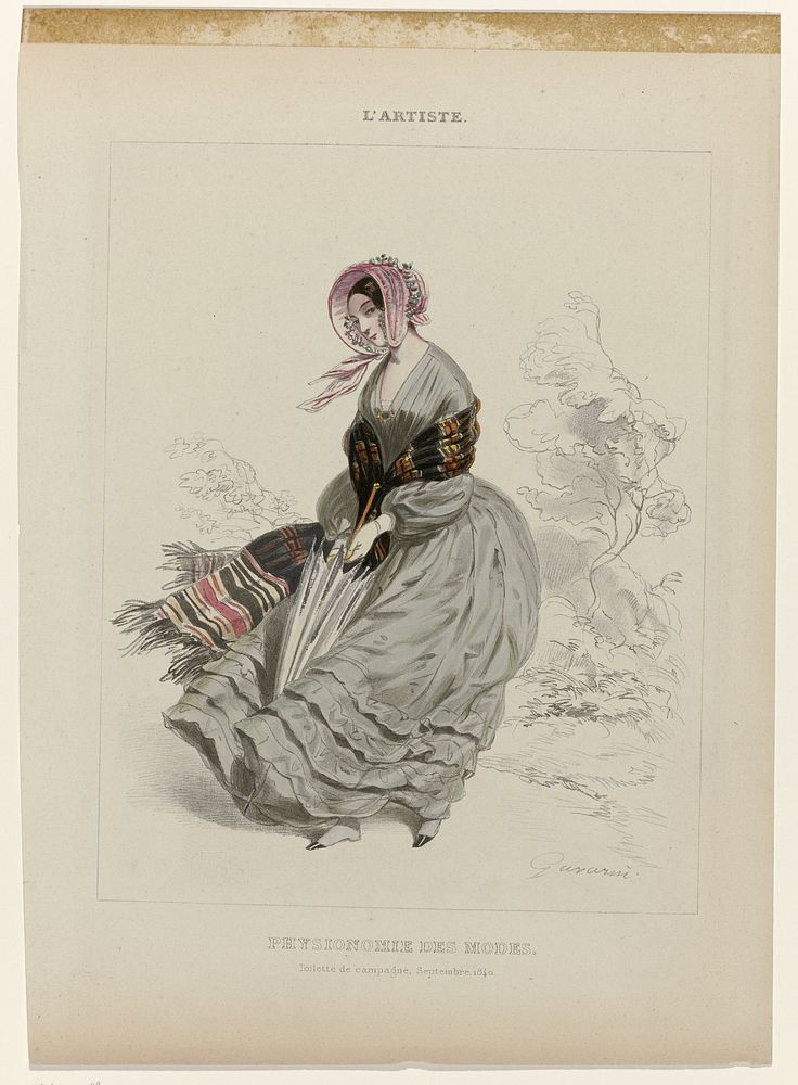 L'Artiste, Toilette de Campagne, Septembre 1840 : Physionomie des modes. (1840) by Paul Gavarni and anonymous