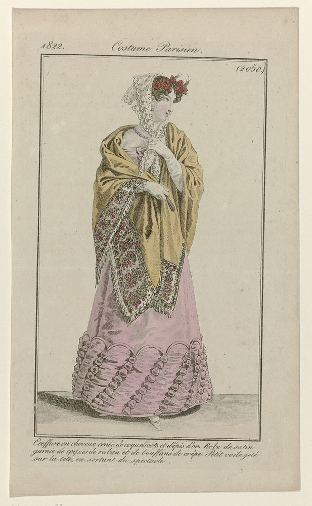 Journal des Dames et des Modes, Costume Parisien, 28 février 1822, (2050): Coeffure en cheveux (...) (1822) by anonymous