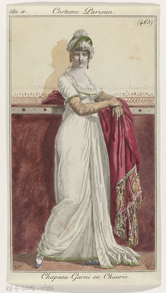 Journal des Dames et des Modes, Costume Parisien, 25 avril 1803. An 11, (465): Chapeau garni en Chicorée (1803) by Pierre…