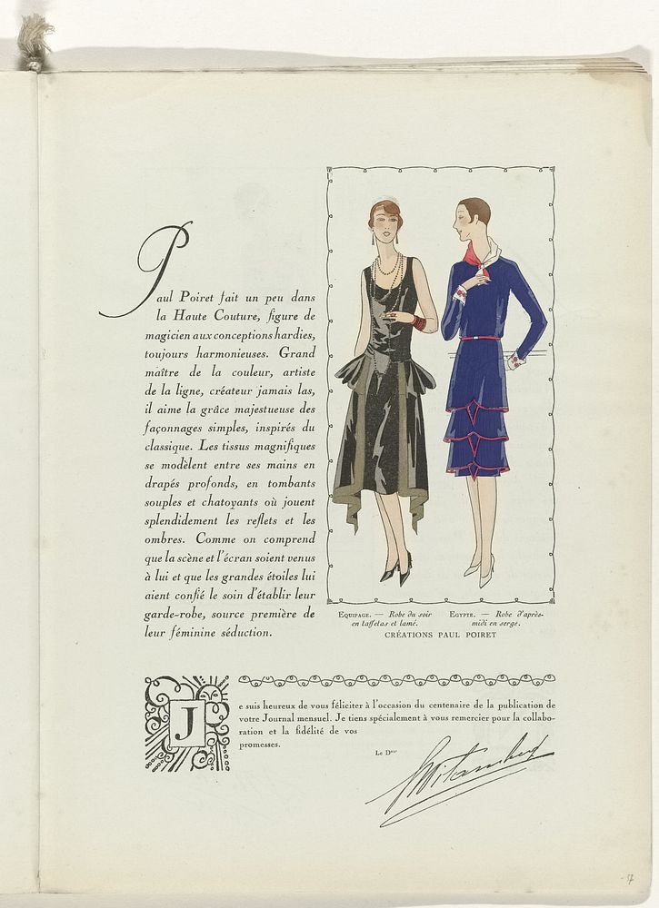Art - Goût - Beauté, Feuillets de l' élégance féminine, Noël 1928, No. 100, 9e Année, p. 37 (1928) by anonymous, Paul Poiret…