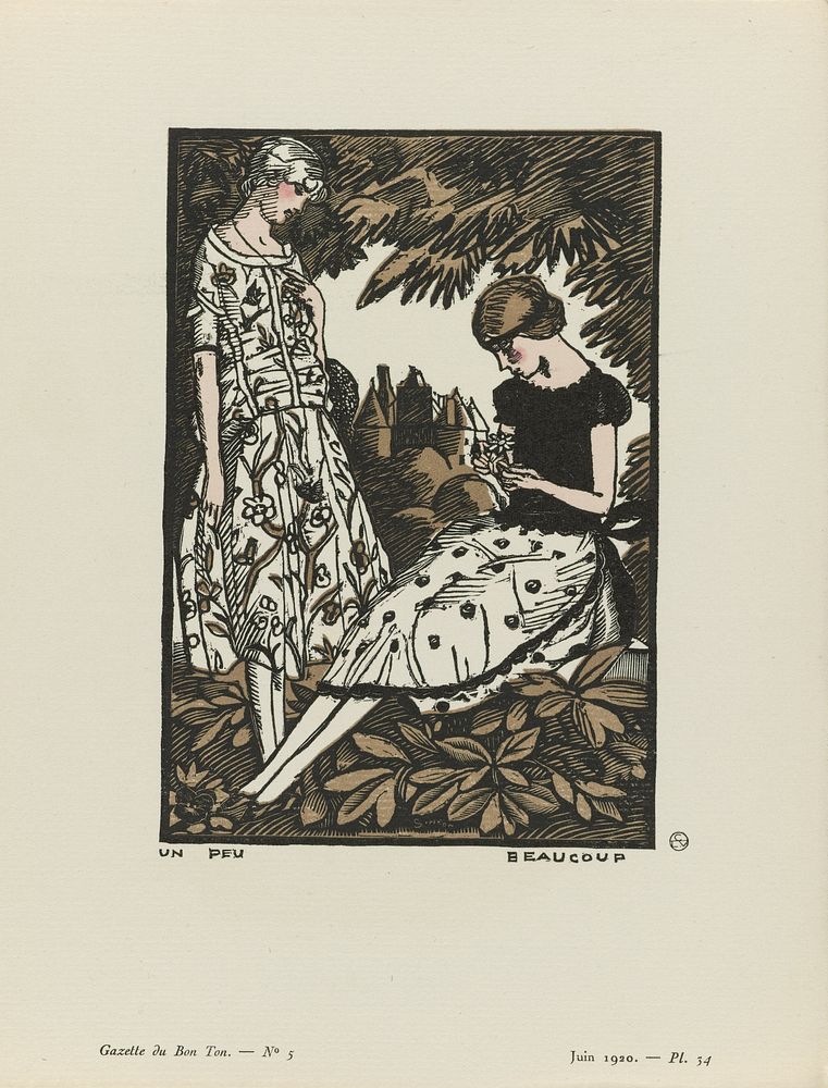 Gazette du Bon Ton, 1920 - No. 5, Pl. 34: Un peu beaucoup (1920) by Fernand Siméon, anonymous, Lucien Vogel, The Field…