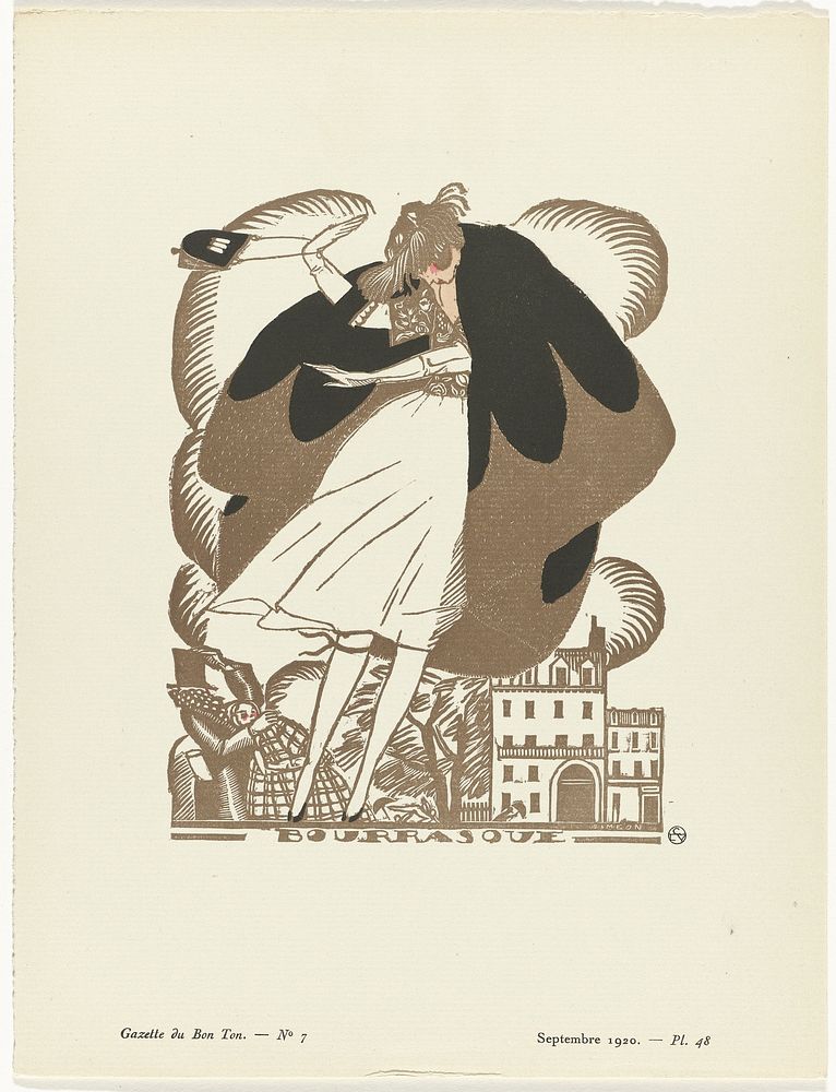 Gazette du Bon Ton, 1920 - No. 7, Pl. 48: Bourrasque (1920) by Fernand Siméon, anonymous, Lucien Vogel, The Field Press…