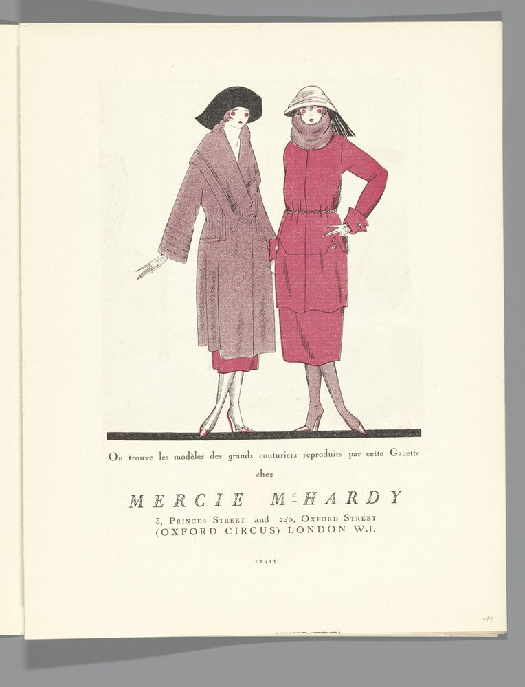 Gazette du Bon Ton, 1920 - No. 8, p. LXIII: advertentie Mercie Mc. Hardy (1920) by Lucien Vogel, The Field Press, Naville et…
