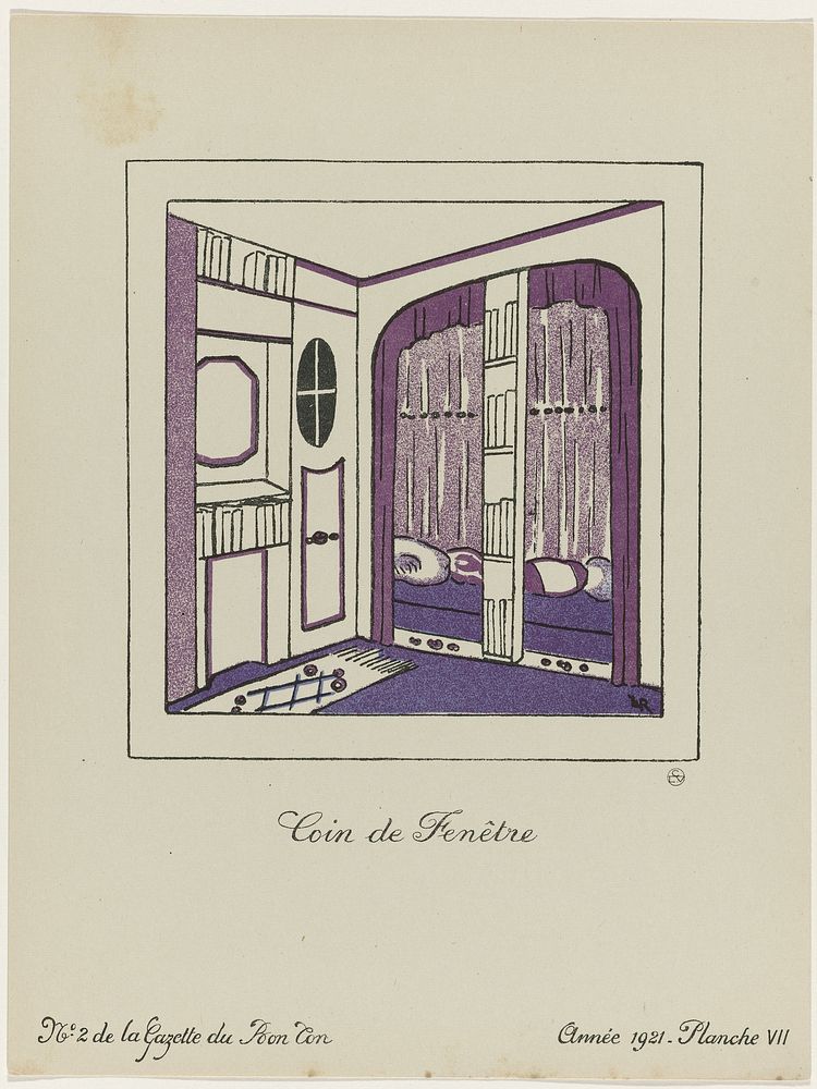 Gazette du Bon Ton, 1921 - No. 2, Pl. VII: Coin de Fenêtre (1921) by Lucie Renaudot, anonymous, Lucien Vogel, The Field…
