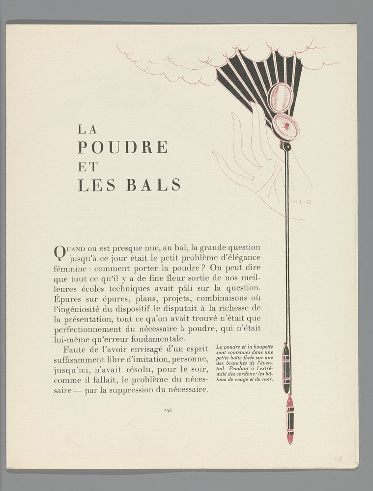 Gazette du Bon Ton, 1922 - No. 8, p. 253: Le Poudre et les Bals (1922) by anonymous, Lucien Vogel, Condé Nast Publisher and…