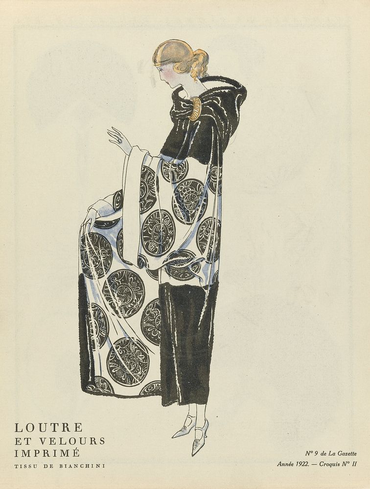 Gazette du Bon Ton, 1922 - No. 9 : Loutre et velours imprimé / Tissu de Bianchini (1922) by anonymous, Bianchini Férier…