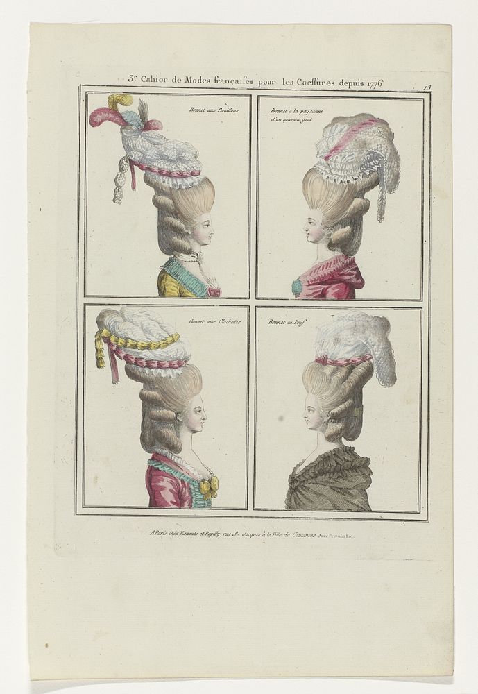 Coiffures, Poufs, Hats and Bonnets: Eleven Coiffures and Headdresses (1776) by anonymous and Esnauts and Rapilly