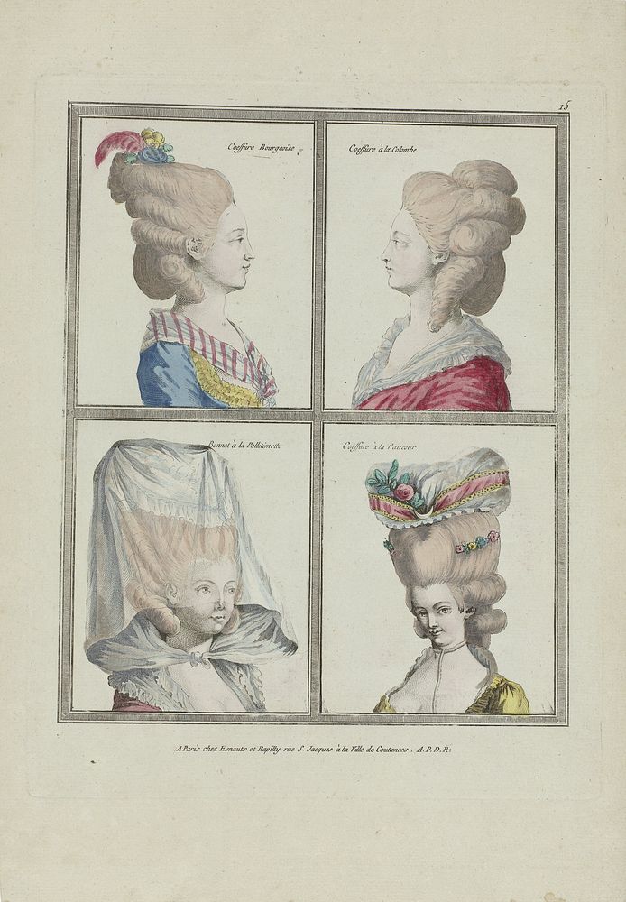 Gallerie des Modes et Costumes Français, 1776, C 15 : Coeffure Bourgeois (...) (1776) by anonymous and Esnauts and Rapilly