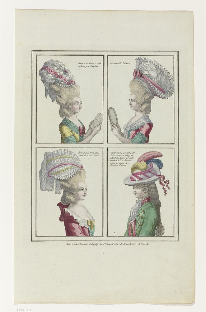 Gallerie des Modes et Costumes Français, 1776, E 26 : Bonnet au fichu (...) (1776) by anonymous and Esnauts and Rapilly