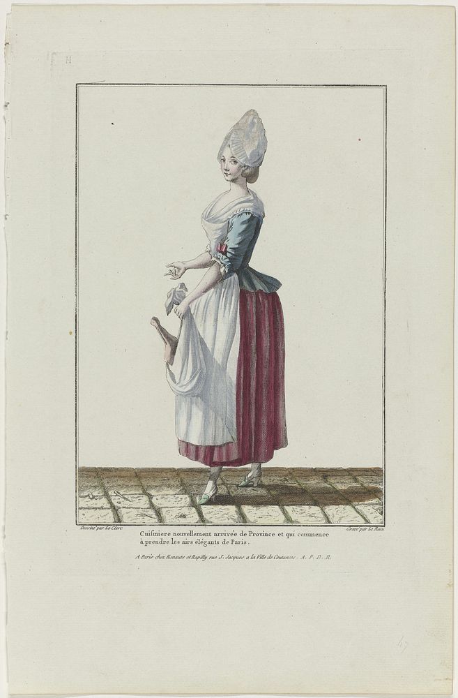 Gallerie des Modes et Costumes Francais, 1778, H 47 : Cuisiniere nouvellement arrivée de Provinc (...). (c. 1778) by Pierre…