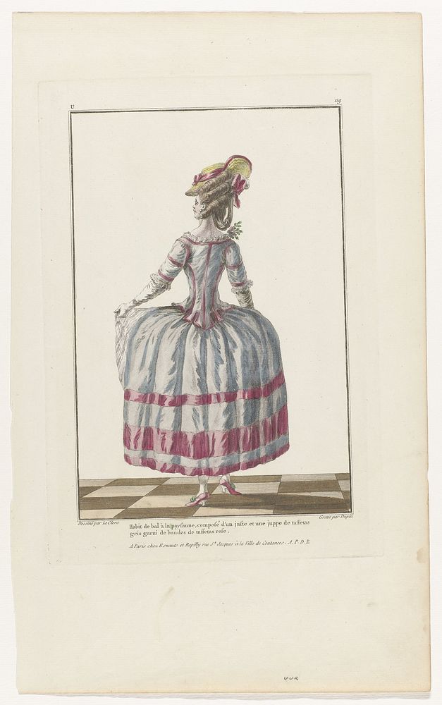 Gallerie des Modes et Costumes Français, 1779, U 119 : Habit de bal (...) (1779) by Dupin, Pierre Thomas Le Clerc and…