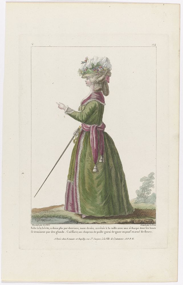 Gallerie des Modes et Costumes Français, 1779, V 124 : Robe à la Levit (...) (1779) by Pierre Adrien Le Beau, Pierre Thomas…