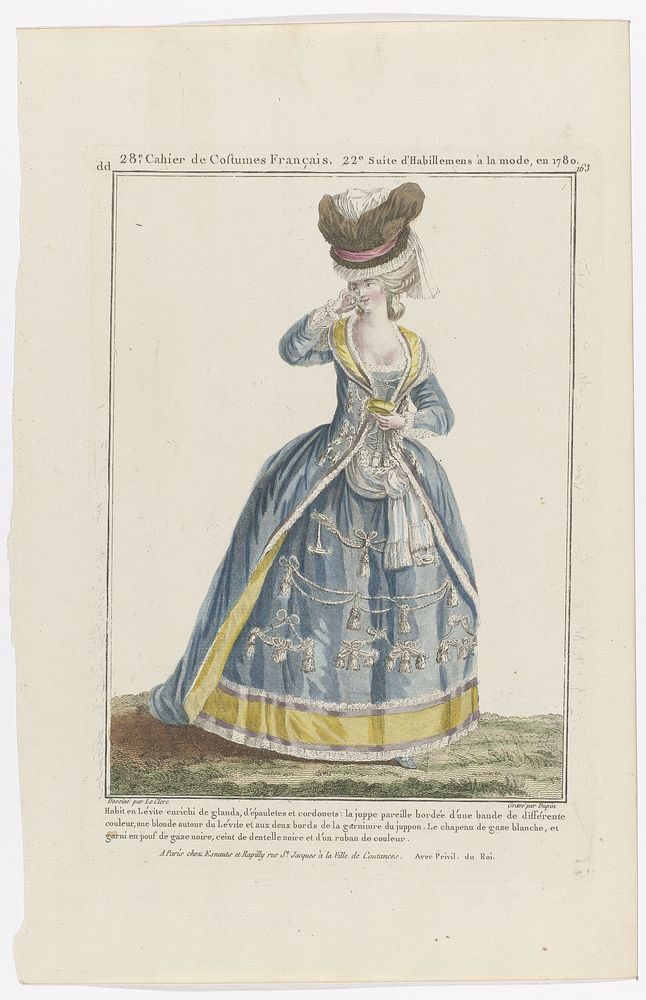 Gallerie des Modes et Costumes Français, 1780, dd 163 : Habit en Lévit (...) (1780) by Nicolas Dupin, Pierre Thomas Le Clerc…