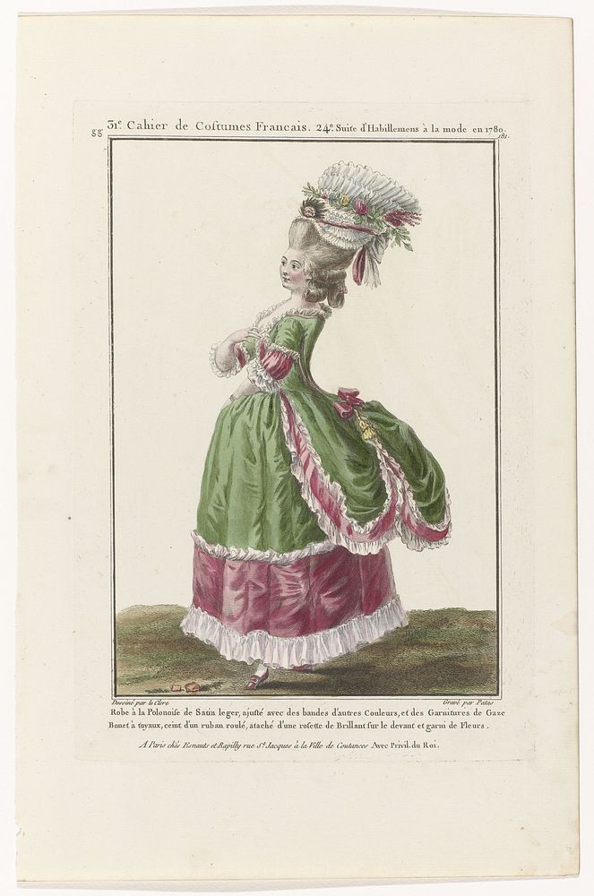 Gallerie des Modes et Costumes Français, 1780, gg 181: Robe à la Polonois (...) (1780) by Charles Emmanuel Patas, Pierre…
