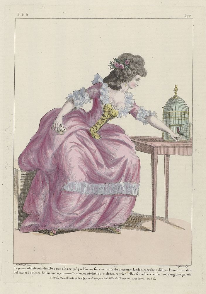 Gallerie des Modes et Costumes Français, 1785, bbb 290 : La jeune adolescent (...) (1785) by Nicolas Dupin, François Louis…