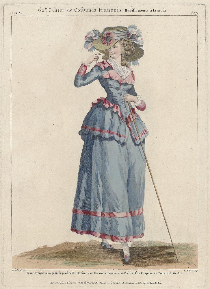 Gallerie des Modes et Costumes Français, 1787, xxx 397 : Jeune Nymphe provoquant le plaisir (...). (c. 1787) by Le Bas…
