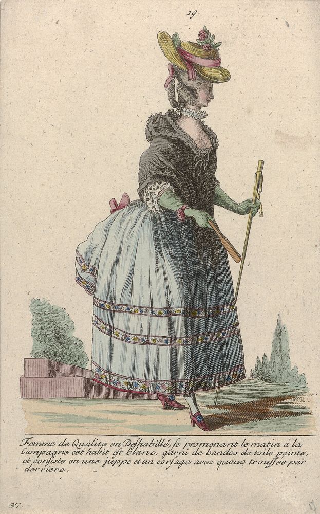 Gallerie des Modes et Costumes Français, 1785, nr. 19, nr. 37, Kopie naar G 40 : Femme de Qualité en Deshabillé (...) (c.…