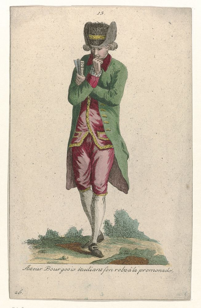 Gallerie des Modes et Costumes Français, 1785, nr. 13, nr. 26, Kopie naar K 58 : Acteur Bourgeois (...) (c. 1785) by Pierre…