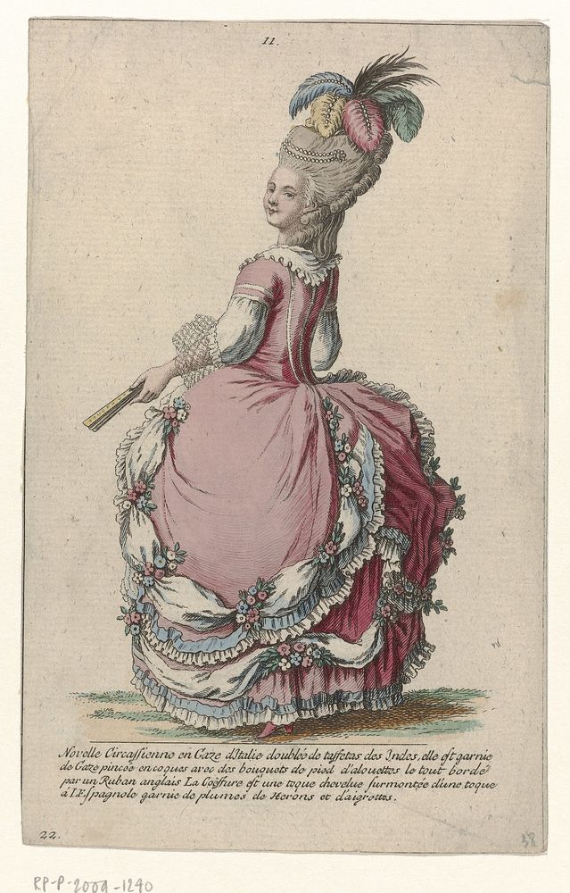 Gallerie des Modes et Costumes Français, 1785, nr. 11, nr. 22, Kopie naar ee 170 (bis) : Novelle Circassienn (...) (c. 1785)…
