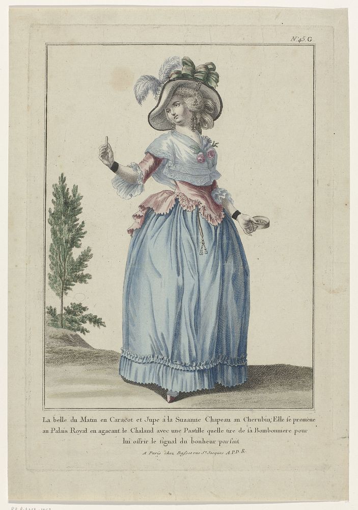 La belle du Matin en Caracot et Jupe á la Suzanne (c. 1785) by anonymous and Basset