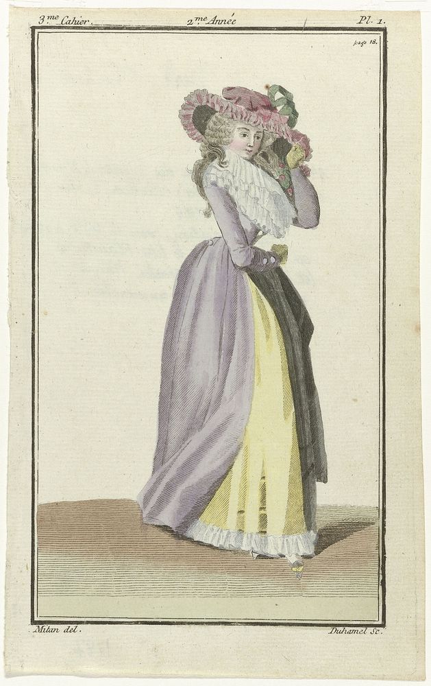 Magasin des Modes Nouvelles Françaises et Anglaises, 10 décembre 1786, 2e Année, 3e cahier, Pl. 1 (1786) by A B Duhamel…