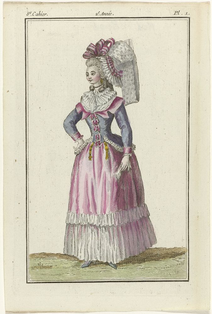 Magasin des Modes Nouvelles Françaises et Anglaises, kopie naar 1787, Pl. 1, 8e cahier (1787) by J J Tuttot, A B Duhamel and…