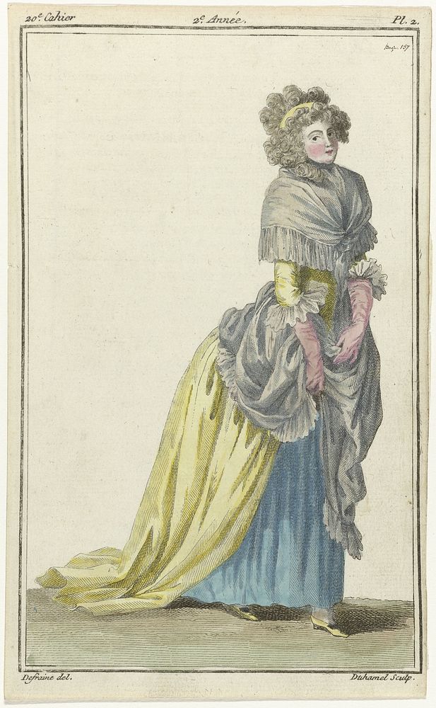 Magasin des Modes Nouvelles Françaises et Anglaises, 30 mai 1787, Pl. 2 (1787) by A B Duhamel, Defraine and Buisson
