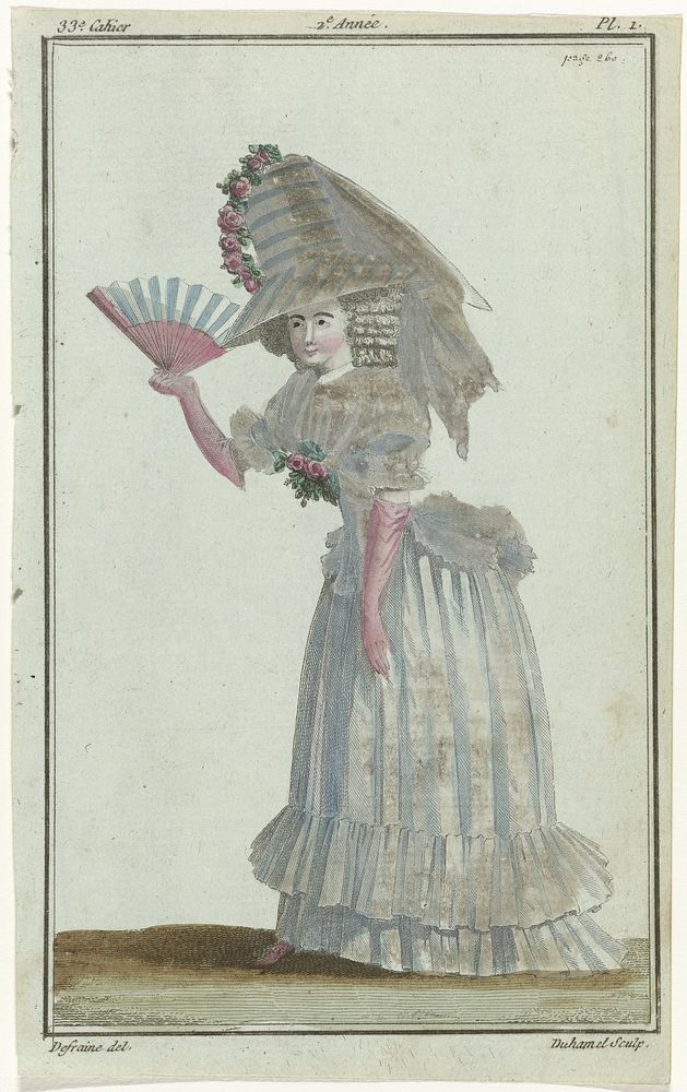 Magasin des Modes Nouvelles Françaises et Anglaises, 10 octobre 1787, 33e cahier, 2e année, Pl. 1 (1787) by A B Duhamel…