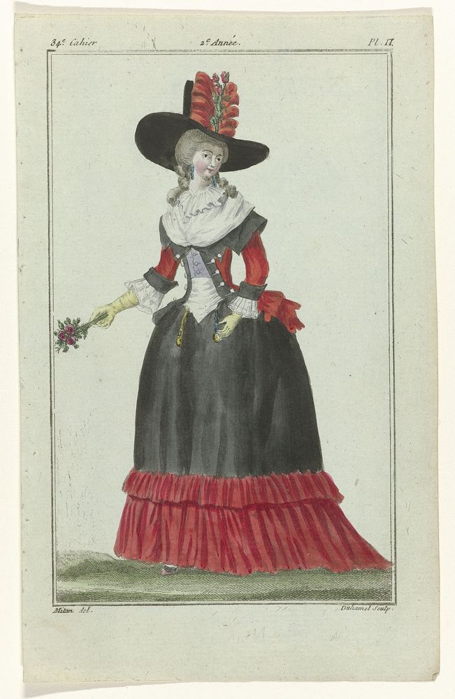 Magasin des Modes Nouvelles Françaises et Anglaises, 20 octobre 1787, 34e cahier, 2e année, Pl. 2 (1787) by A B Duhamel…