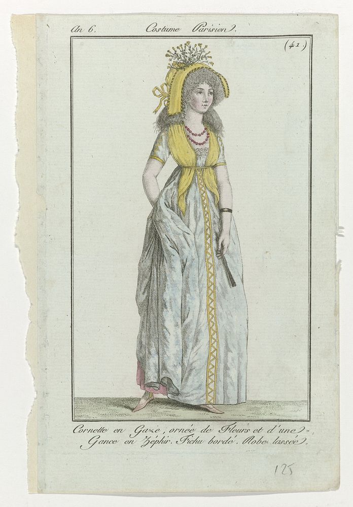 Journal des Dames et des Modes, Costume Parisien, 2 juin 1798, An 6, (41) : Cornette en Gaz (...) (1798) by anonymous…