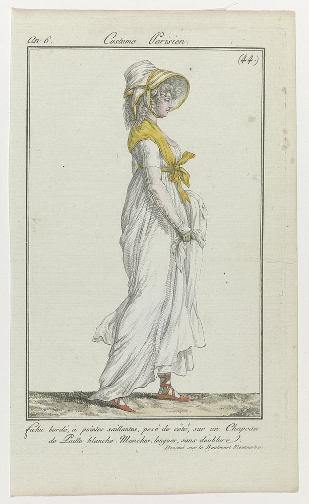 Journal des Dames et des Modes, Costume Parisien, 18 juin 1798, An 6, (44) : Fichu bordé, à pointes saillantes (...) (1798)…