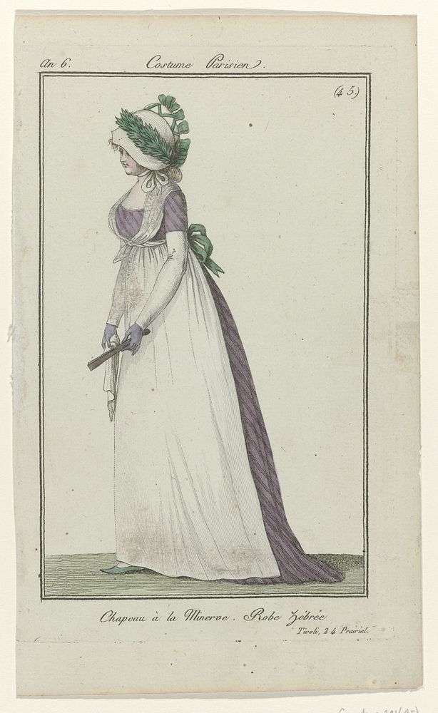 Journal des Dames et des Modes, Costume Parisien, 23 juin 1798, An 6, (45) : Chapeau à la Minerv (...) (1798) by anonymous…
