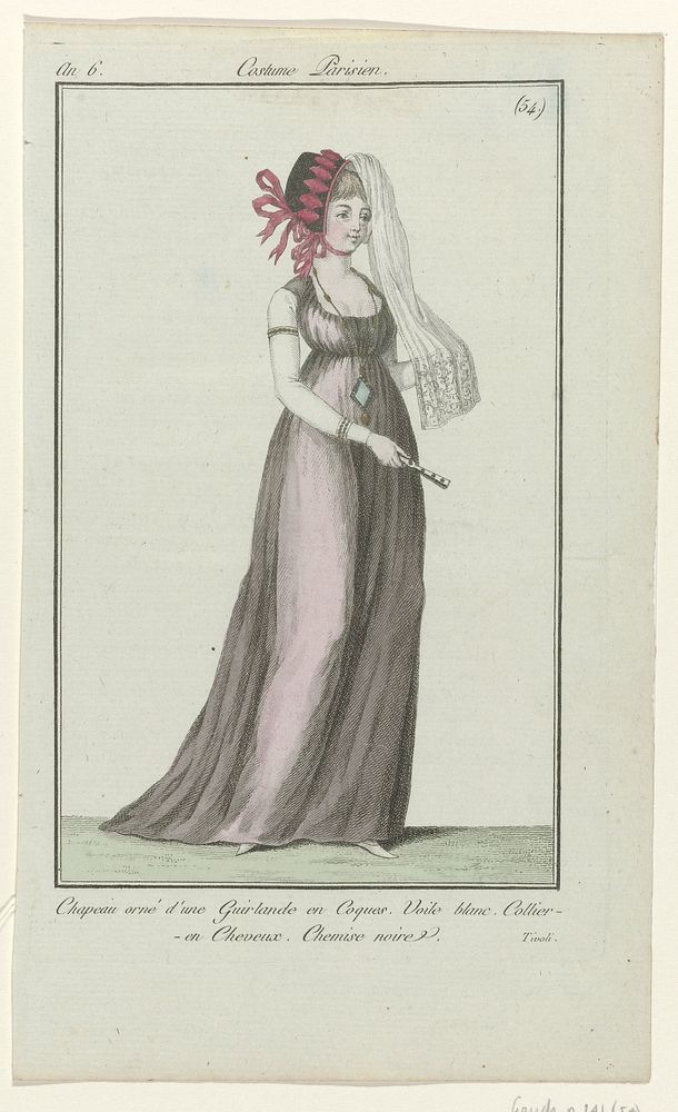Journal des Dames et des Modes, Costume Parisien, 7 août 1798, An 6, (54) : Chapeau orné d'une Guirland (...) (1798) by…