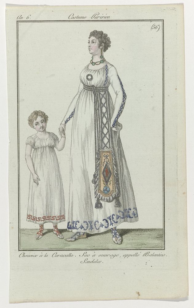 Journal des Dames et des Modes, Costume Parisien, 17 août 1798, An 6, (56) : Cheveux à la Caracall (...) (1798) by…