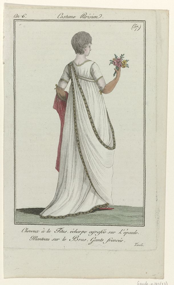 Journal des Dames et des Modes, Costume Parisien, 22 août 1798, An 6, (57) : Cheveux à la Titus (...) (1798) by anonymous…