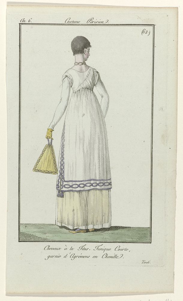 Journal des Dames et des Modes, Costume Parisien, 16 septembre 1798, An 6, (62) : Cheveux à la Titus (...) (1798) by…
