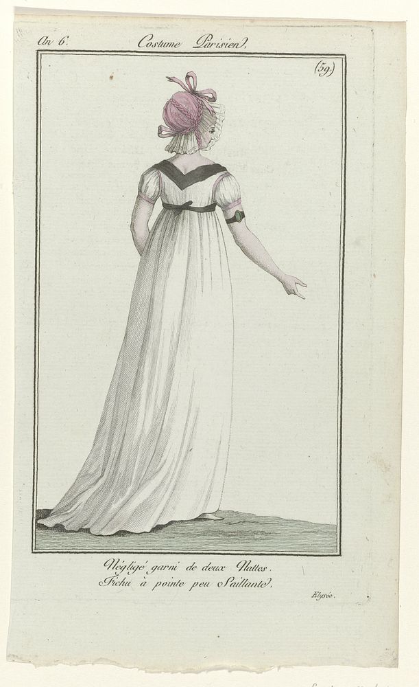 Journal des Dames et des Modes, Costume Parisien, 1 septembre 1798, An 6 (59) : Négligé garni de deux Nattes (...) (1798) by…
