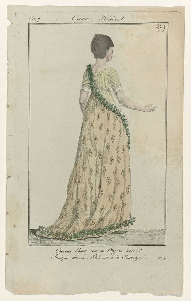 Journal des Dames et des Modes, Costume Parisien, 11 octobre 1798, An 7 (67) : Cheveux Courts (...) (1798) by anonymous…