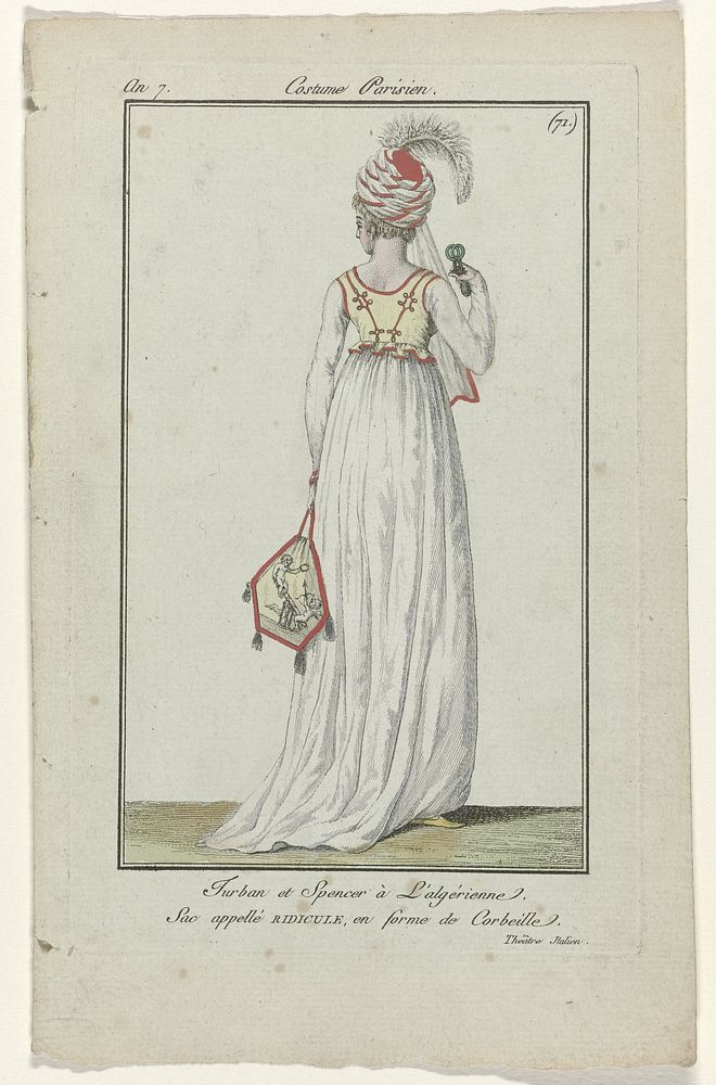 Journal des Dames et des Modes, Costume Parisien, 1 novembre 1798, An 7 (71) : Turban et Spencer (...) (1798) by anonymous…