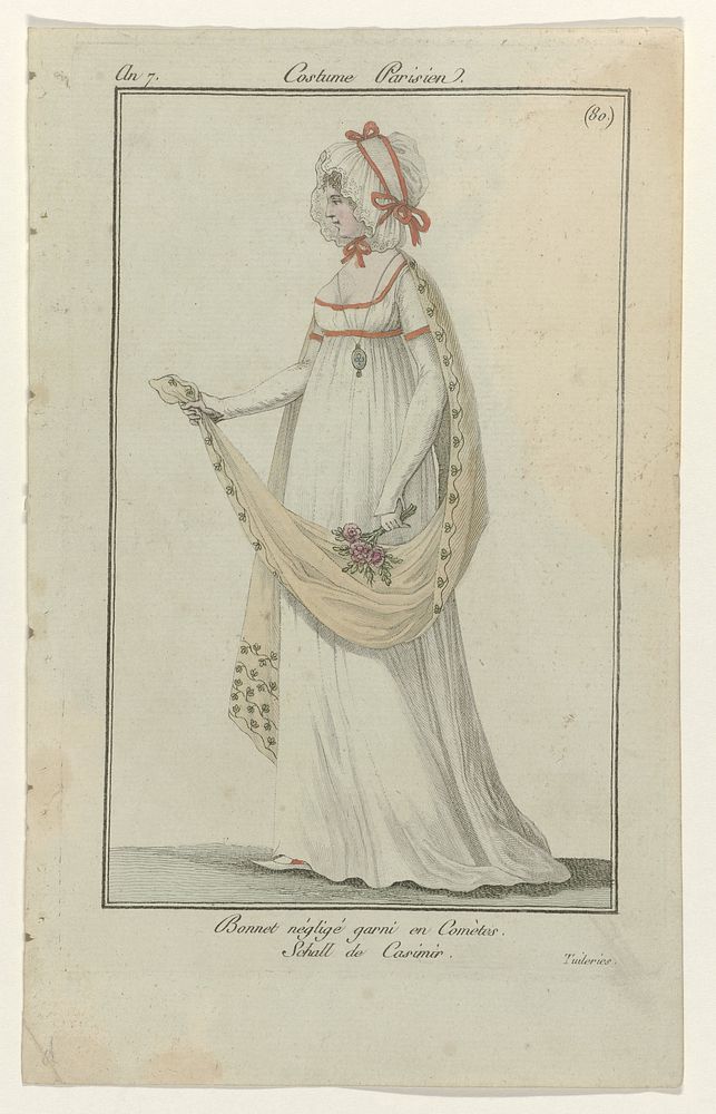 Journal des Dames et des Modes, Costume Parisien, 17 décembre 1798, An 7 (80) : Bonnet négligé garn (...) (1798) by…