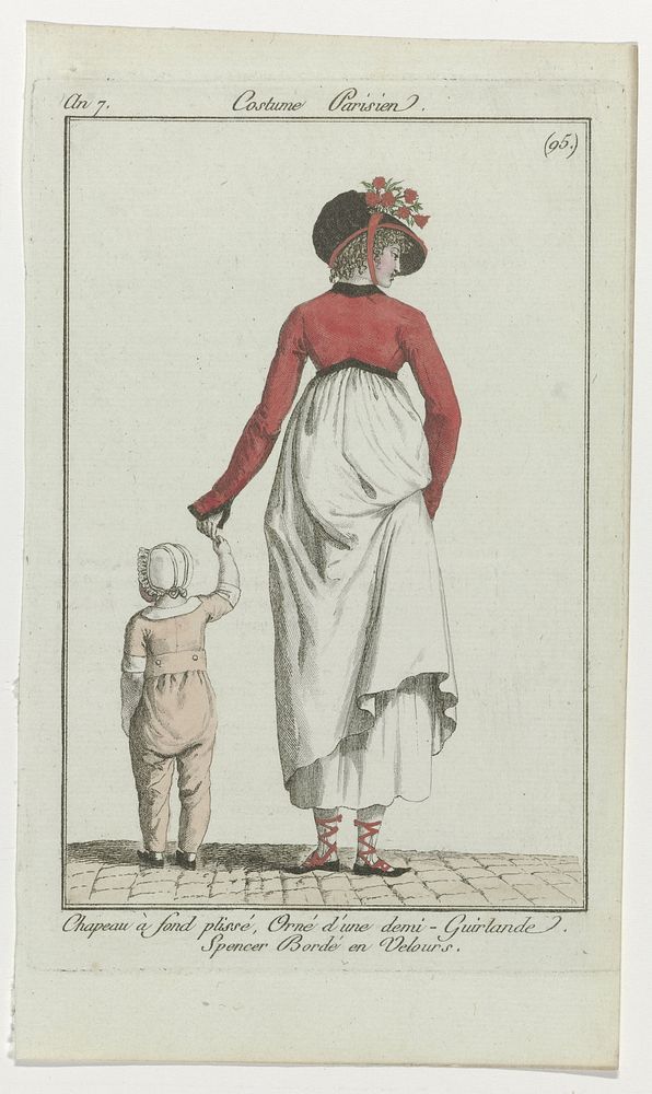 Journal des Dames et des Modes, Costume Parisien, 15 mars 1799, An 7 (95) : Chapeau à fond plissé (...) (1799) by anonymous…