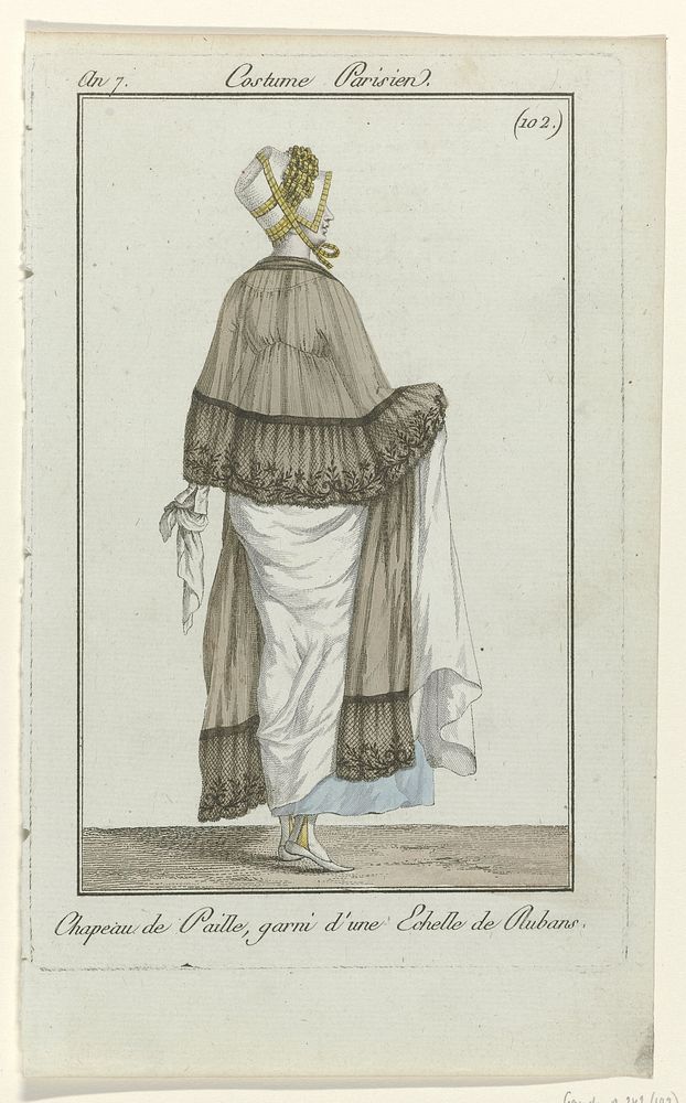 Journal des Dames et des Modes, Costume Parisien, 19 avril 1799, An 7 (102) : Chapeau de Paill (...) (1799) by anonymous…
